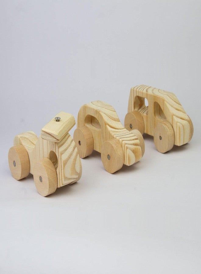 Keebori Wooden Organic Toy Car Push Vehicle 25 mm Thick Natural Handcrafted Toy for Toddlers, Montessori Inspired Safe, Smooth & Durable Wooden Toys Eco-Friendly Baby Toys (Combo) - Image 2